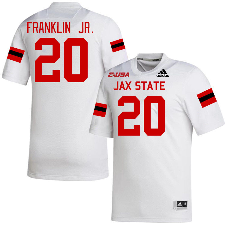 #20 Travis Franklin Jr. Jacksonville State Gamecocks College Football Jerseys Stitched-White